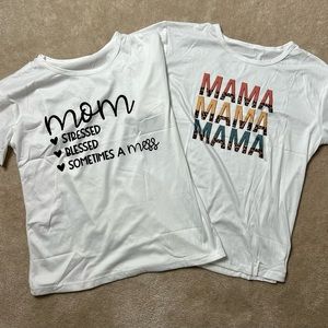 NWOT white graphic t-shirt “Mom/Mama”, bundle of 2